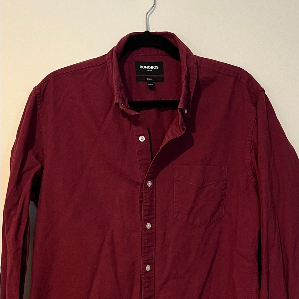 Bonobos Men's Burgundy Button Down Shirt